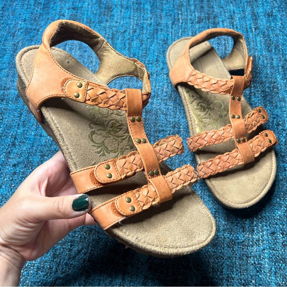 Aetrex Reese Leather Sandals in Peach Coral Size 9 Women's Comfort Shoes